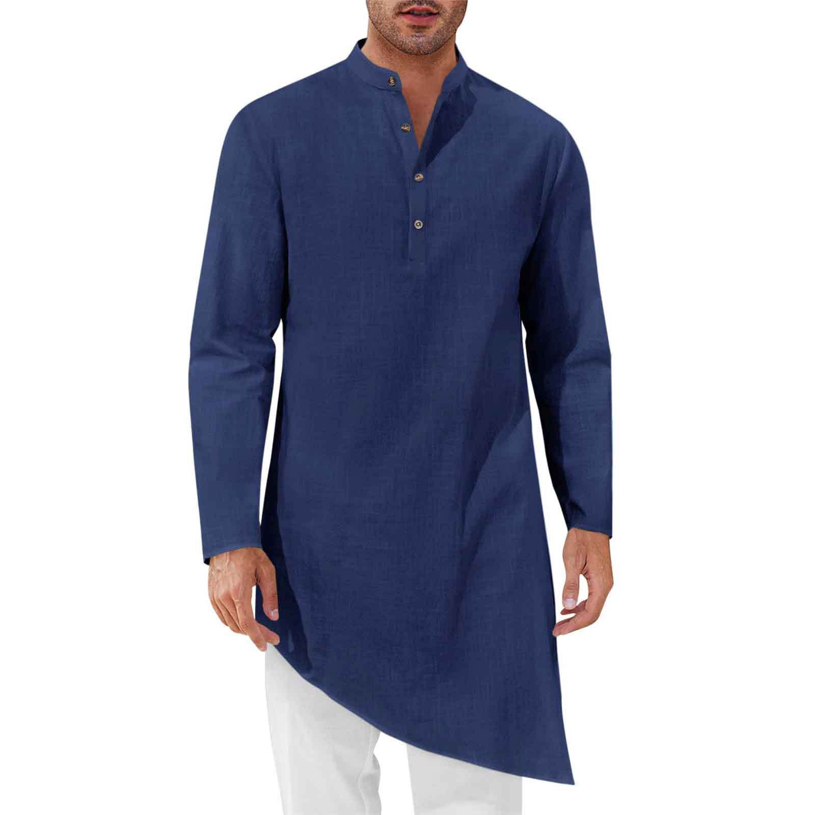 Kurta Men Cotton - Camisas Largas Minimalistas para Hombre, Túnica