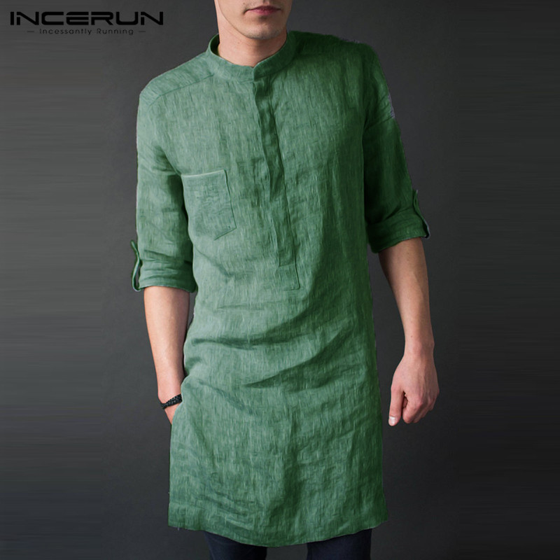 Kurta Men Cotton - INCERUN, camisetas por debajo de la