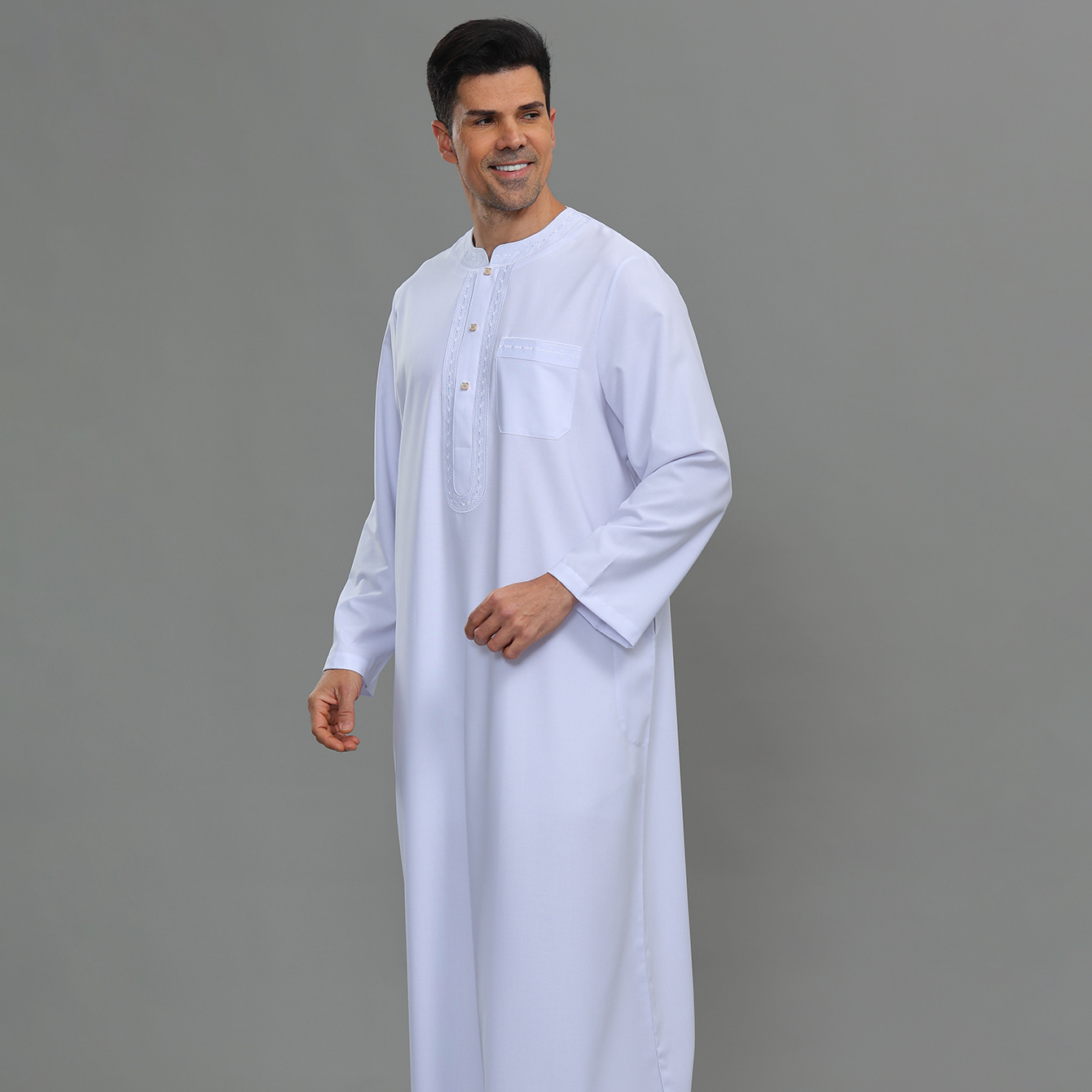 Kurta Men Cotton - Túnica Kaftan Thobe para Hombre, Abotonada,