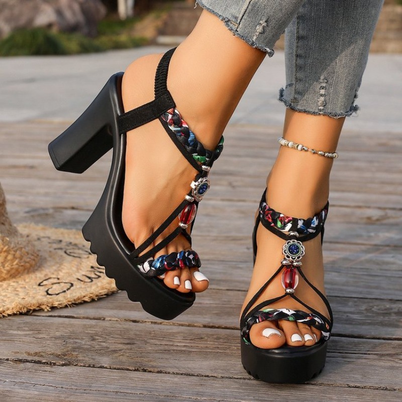 Sandalias de Tacón Grueso Esti - Ethnic Fashion In reseña y precio